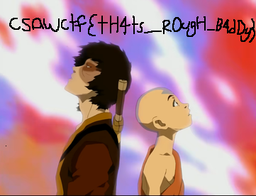 The unlocked draft behind Zuko's seller-lock: Zuko and Aang, the real flag handwritten across the top and no warning text.